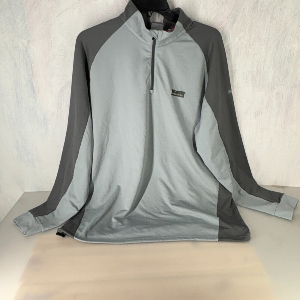 Puma Golf PWRWarm Size L 1/4 Zip Pullover gray long sleeve with midmasrk logo